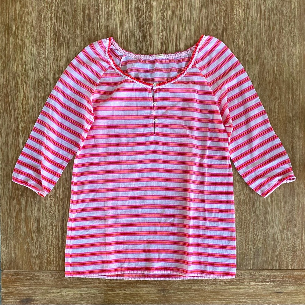 J. Crew Pink & Orange Stripe Swim Coverup Tunic